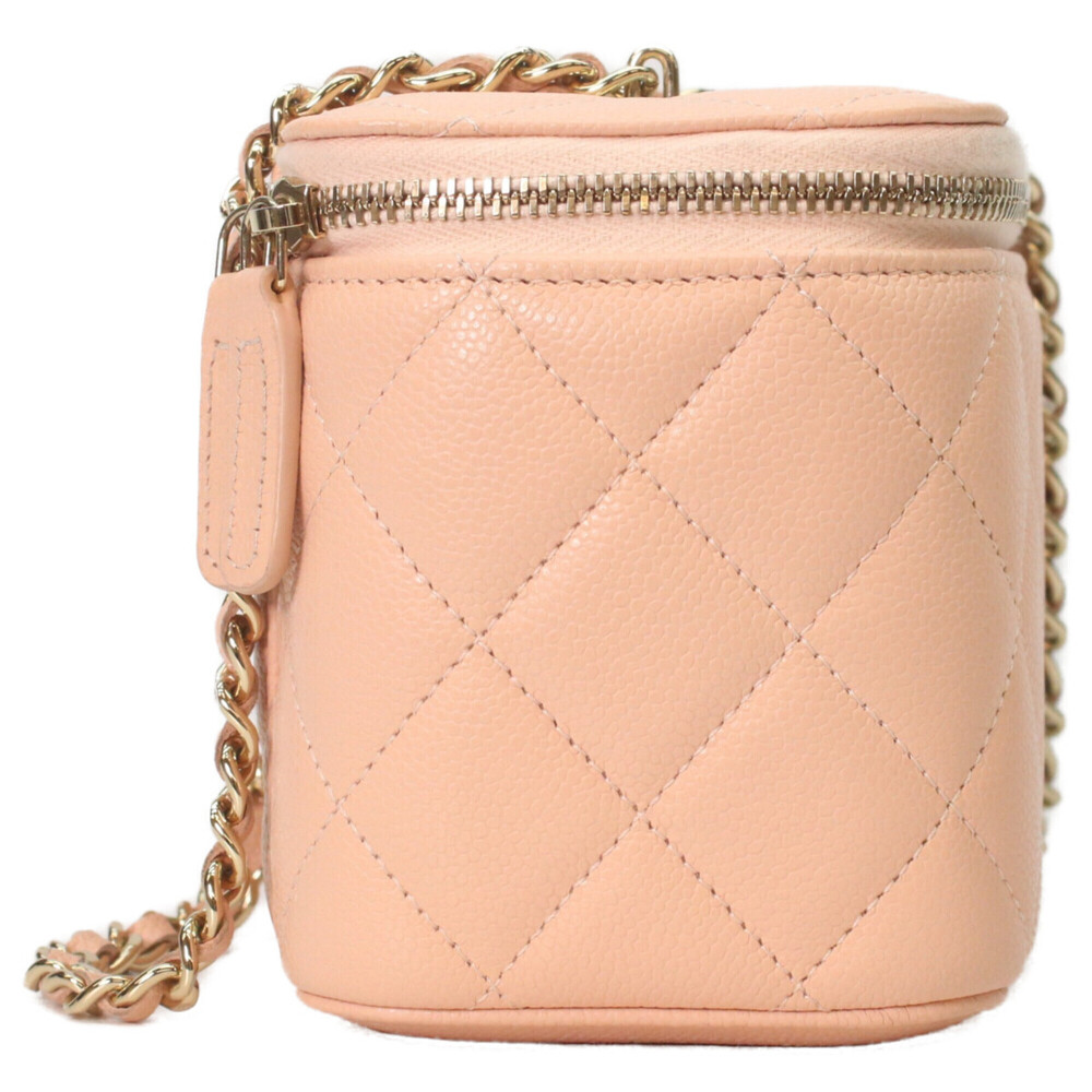 CHANEL AP1341 Pink Beige Caviar Leather Gold Hardware Chain Vanity Shoulder B... - Picture 4 of 12